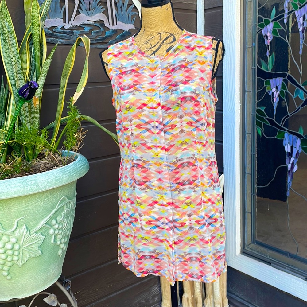 Cabi Aztec Button Down Sheer Tunic